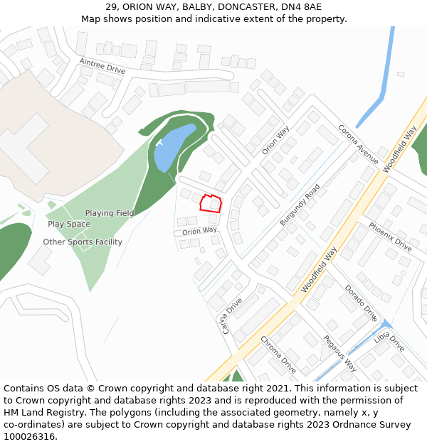 29, ORION WAY, BALBY, DONCASTER, DN4 8AE: Location map and indicative extent of plot