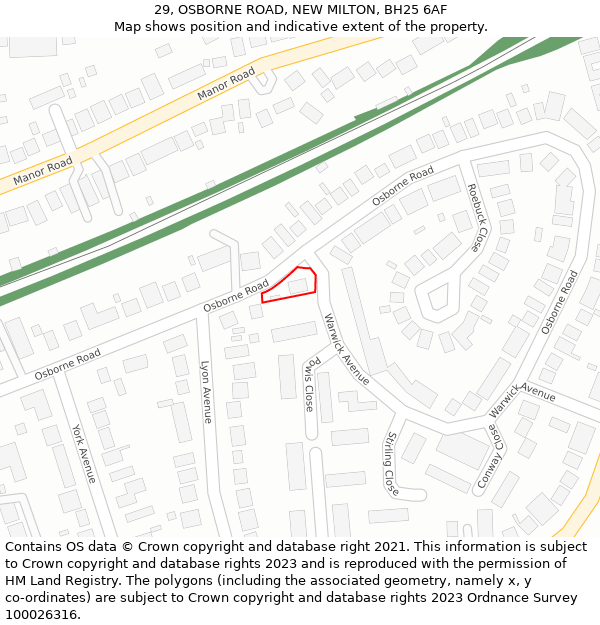 29, OSBORNE ROAD, NEW MILTON, BH25 6AF: Location map and indicative extent of plot