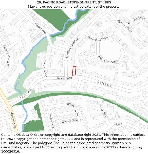 29, PACIFIC ROAD, STOKE-ON-TRENT, ST4 8RS: Location map and indicative extent of plot