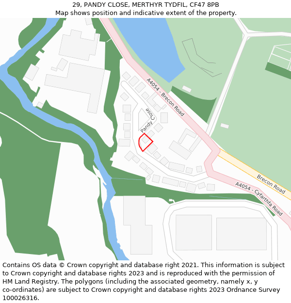 29, PANDY CLOSE, MERTHYR TYDFIL, CF47 8PB: Location map and indicative extent of plot