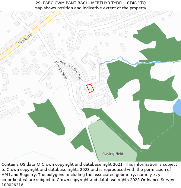 29, PARC CWM PANT BACH, MERTHYR TYDFIL, CF48 1TQ: Location map and indicative extent of plot