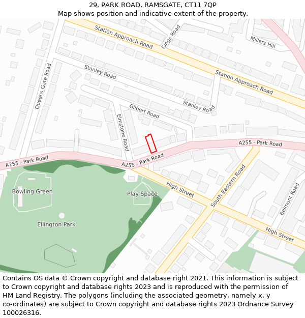 29, PARK ROAD, RAMSGATE, CT11 7QP: Location map and indicative extent of plot