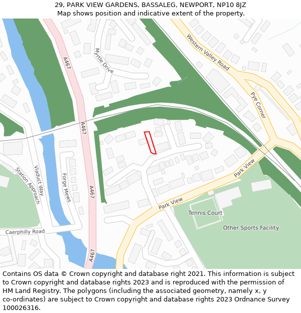 29, PARK VIEW GARDENS, BASSALEG, NEWPORT, NP10 8JZ: Location map and indicative extent of plot