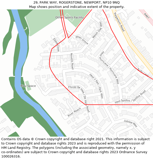 29, PARK WAY, ROGERSTONE, NEWPORT, NP10 9NQ: Location map and indicative extent of plot