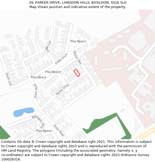 29, PARKER DRIVE, LANGDON HILLS, BASILDON, SS16 5LG: Location map and indicative extent of plot