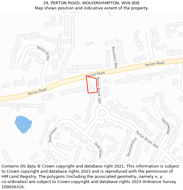 29, PERTON ROAD, WOLVERHAMPTON, WV6 8DE: Location map and indicative extent of plot