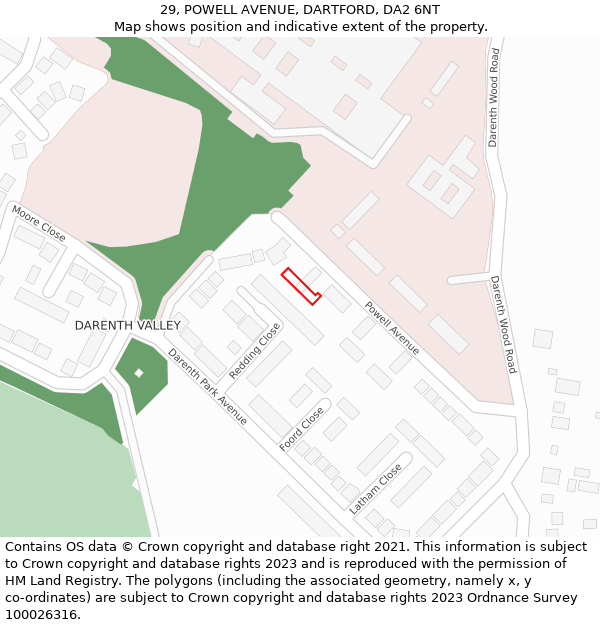 29, POWELL AVENUE, DARTFORD, DA2 6NT: Location map and indicative extent of plot