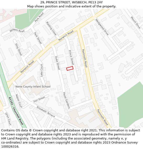 29, PRINCE STREET, WISBECH, PE13 2AY: Location map and indicative extent of plot