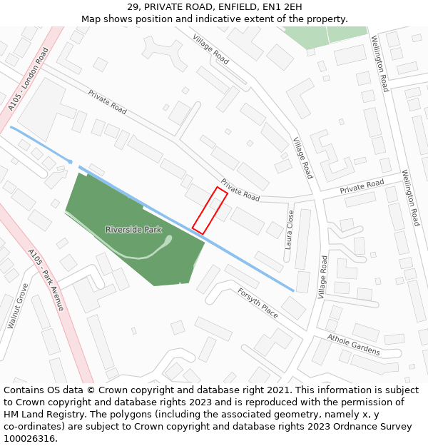 29, PRIVATE ROAD, ENFIELD, EN1 2EH: Location map and indicative extent of plot