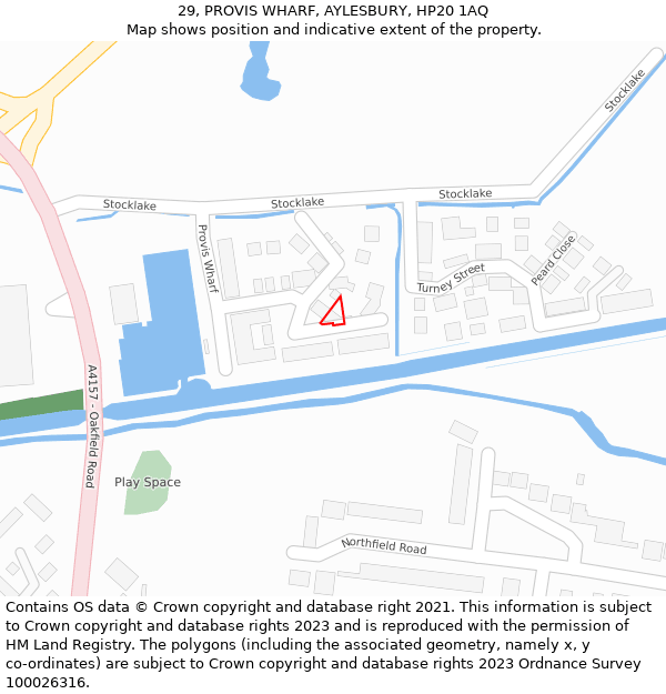 29, PROVIS WHARF, AYLESBURY, HP20 1AQ: Location map and indicative extent of plot