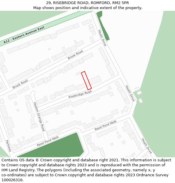 29, RISEBRIDGE ROAD, ROMFORD, RM2 5PR: Location map and indicative extent of plot