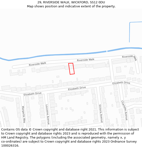 29, RIVERSIDE WALK, WICKFORD, SS12 0DU: Location map and indicative extent of plot