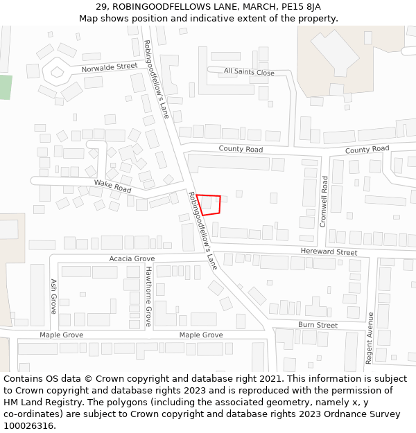 29, ROBINGOODFELLOWS LANE, MARCH, PE15 8JA: Location map and indicative extent of plot