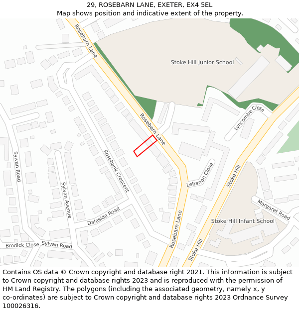 29, ROSEBARN LANE, EXETER, EX4 5EL: Location map and indicative extent of plot