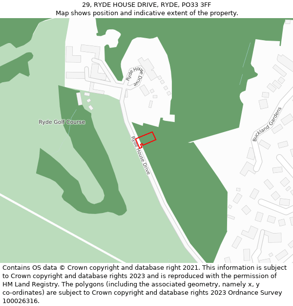 29, RYDE HOUSE DRIVE, RYDE, PO33 3FF: Location map and indicative extent of plot