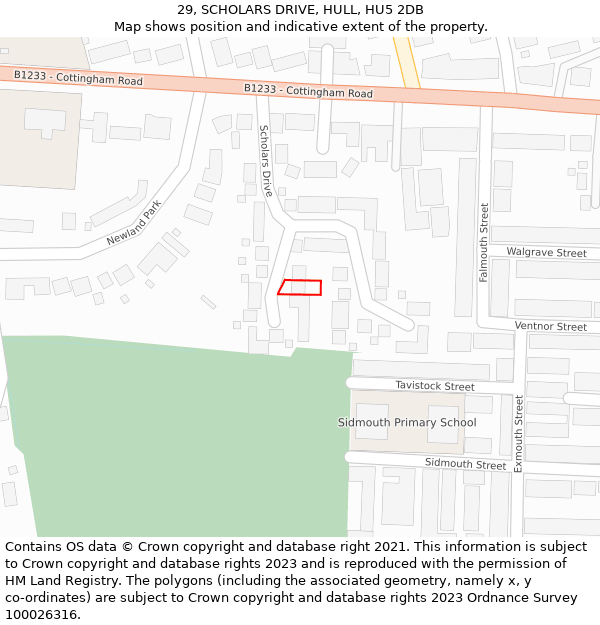 29, SCHOLARS DRIVE, HULL, HU5 2DB: Location map and indicative extent of plot