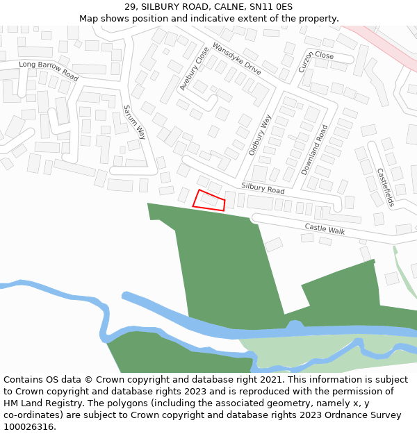 29, SILBURY ROAD, CALNE, SN11 0ES: Location map and indicative extent of plot