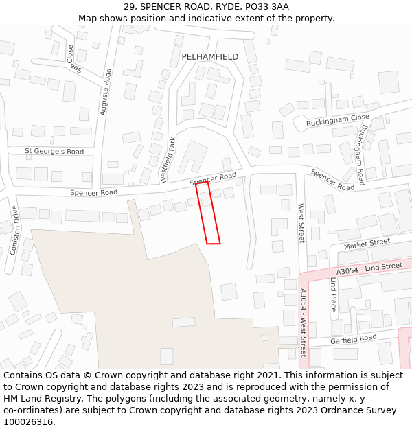 29, SPENCER ROAD, RYDE, PO33 3AA: Location map and indicative extent of plot