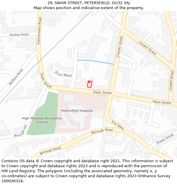 29, SWAN STREET, PETERSFIELD, GU32 3AJ: Location map and indicative extent of plot