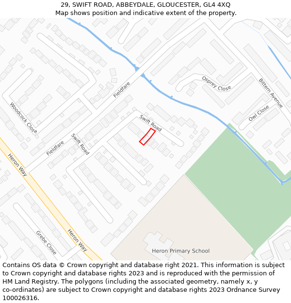 29, SWIFT ROAD, ABBEYDALE, GLOUCESTER, GL4 4XQ: Location map and indicative extent of plot