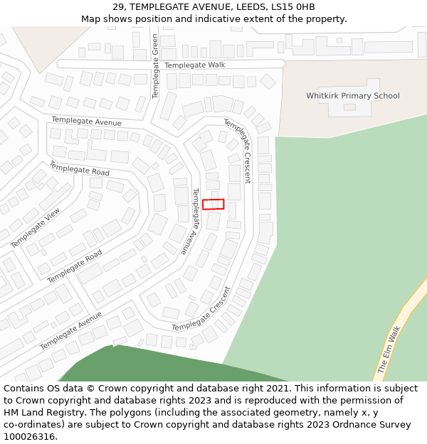 29, TEMPLEGATE AVENUE, LEEDS, LS15 0HB: Location map and indicative extent of plot