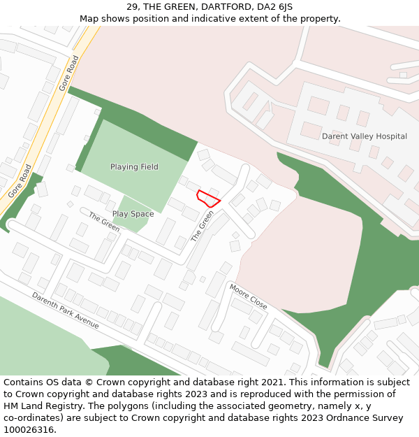 29, THE GREEN, DARTFORD, DA2 6JS: Location map and indicative extent of plot