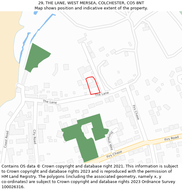 29, THE LANE, WEST MERSEA, COLCHESTER, CO5 8NT: Location map and indicative extent of plot