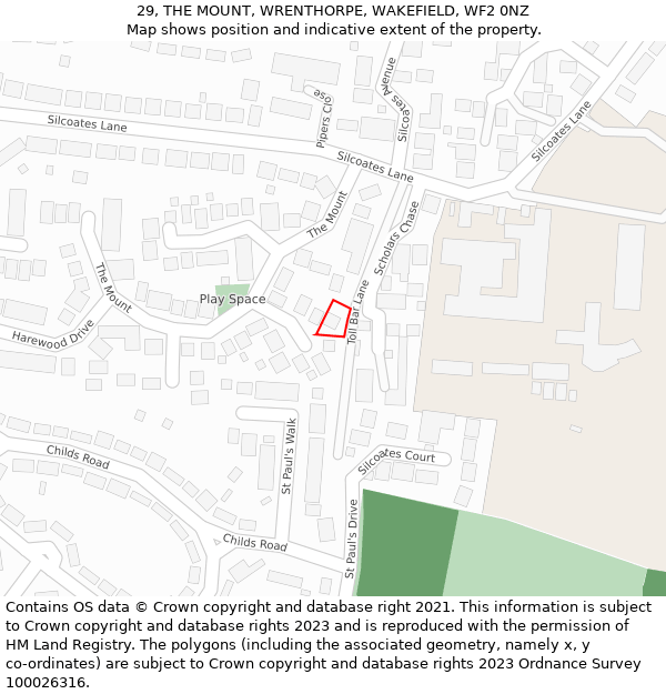 29, THE MOUNT, WRENTHORPE, WAKEFIELD, WF2 0NZ: Location map and indicative extent of plot