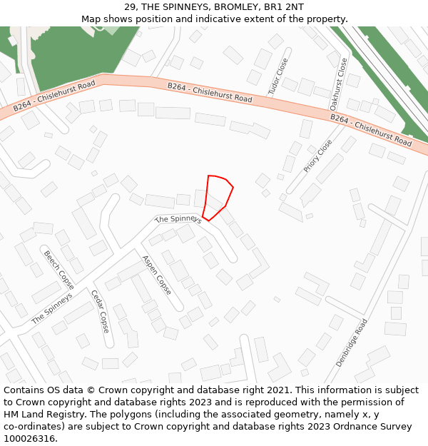 29, THE SPINNEYS, BROMLEY, BR1 2NT: Location map and indicative extent of plot