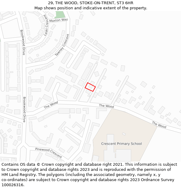 29, THE WOOD, STOKE-ON-TRENT, ST3 6HR: Location map and indicative extent of plot