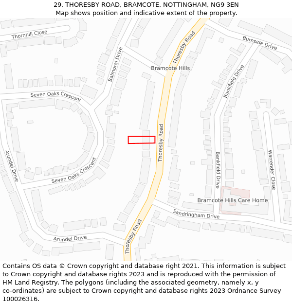 29, THORESBY ROAD, BRAMCOTE, NOTTINGHAM, NG9 3EN: Location map and indicative extent of plot