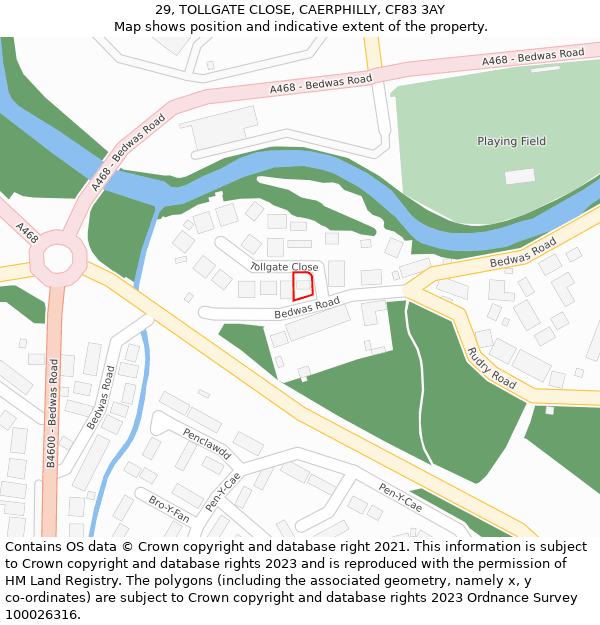 29, TOLLGATE CLOSE, CAERPHILLY, CF83 3AY: Location map and indicative extent of plot