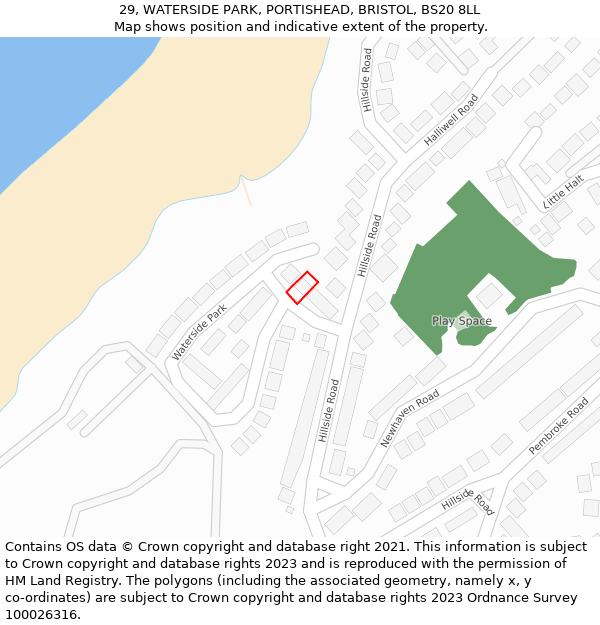29, WATERSIDE PARK, PORTISHEAD, BRISTOL, BS20 8LL: Location map and indicative extent of plot