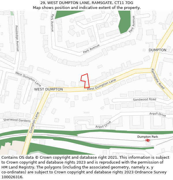 29, WEST DUMPTON LANE, RAMSGATE, CT11 7DG: Location map and indicative extent of plot