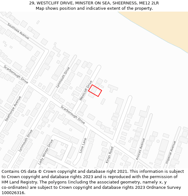 29, WESTCLIFF DRIVE, MINSTER ON SEA, SHEERNESS, ME12 2LR: Location map and indicative extent of plot