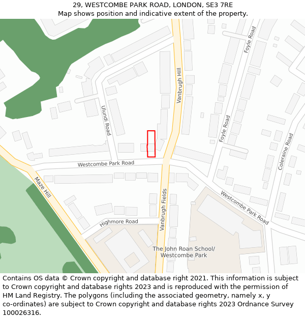 29, WESTCOMBE PARK ROAD, LONDON, SE3 7RE: Location map and indicative extent of plot