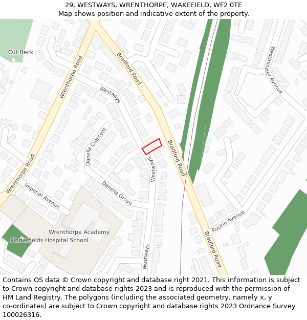 29, WESTWAYS, WRENTHORPE, WAKEFIELD, WF2 0TE: Location map and indicative extent of plot