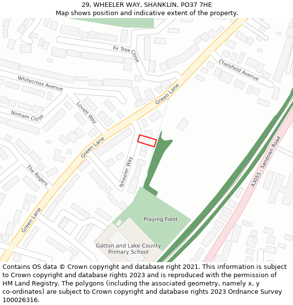 29, WHEELER WAY, SHANKLIN, PO37 7HE: Location map and indicative extent of plot