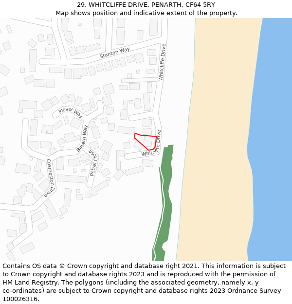 29, WHITCLIFFE DRIVE, PENARTH, CF64 5RY: Location map and indicative extent of plot