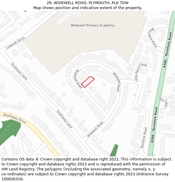 29, WIDEWELL ROAD, PLYMOUTH, PL6 7DW: Location map and indicative extent of plot
