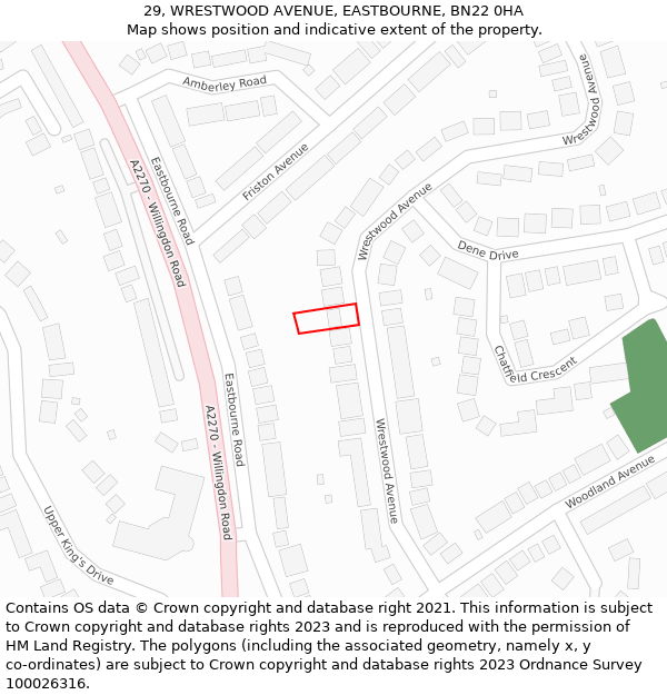 29, WRESTWOOD AVENUE, EASTBOURNE, BN22 0HA: Location map and indicative extent of plot