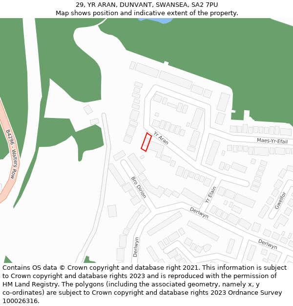 29, YR ARAN, DUNVANT, SWANSEA, SA2 7PU: Location map and indicative extent of plot