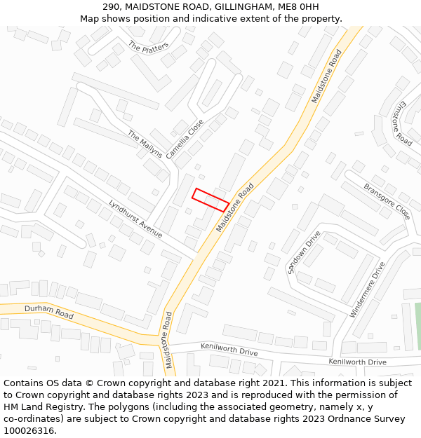 290, MAIDSTONE ROAD, GILLINGHAM, ME8 0HH: Location map and indicative extent of plot