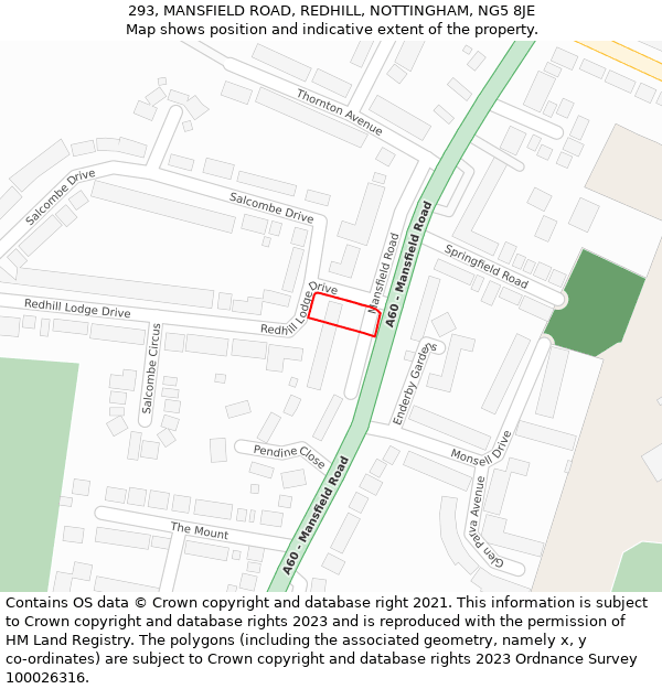 293, MANSFIELD ROAD, REDHILL, NOTTINGHAM, NG5 8JE: Location map and indicative extent of plot