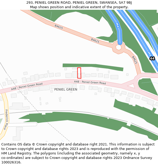 293, PENIEL GREEN ROAD, PENIEL GREEN, SWANSEA, SA7 9BJ: Location map and indicative extent of plot