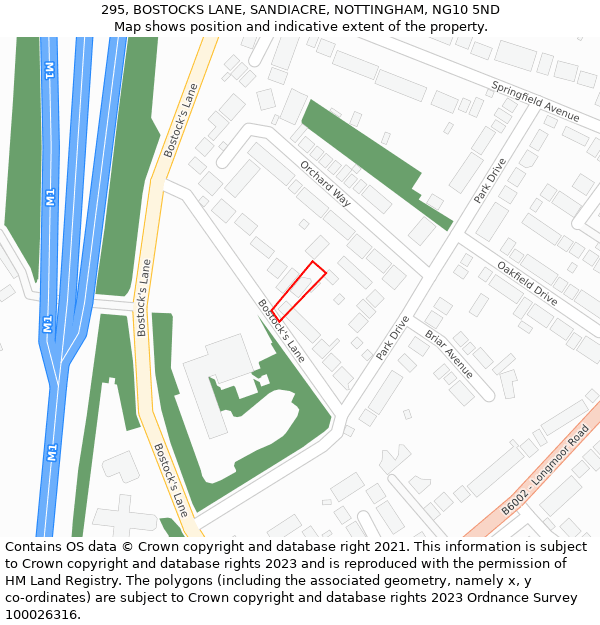 295, BOSTOCKS LANE, SANDIACRE, NOTTINGHAM, NG10 5ND: Location map and indicative extent of plot