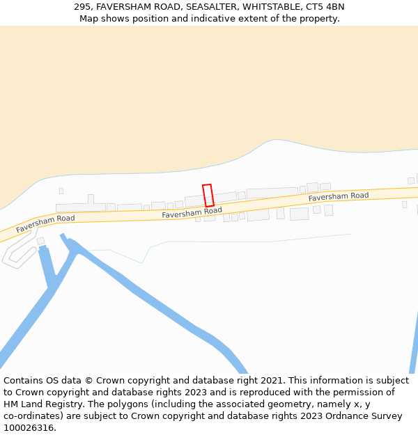 295, FAVERSHAM ROAD, SEASALTER, WHITSTABLE, CT5 4BN: Location map and indicative extent of plot