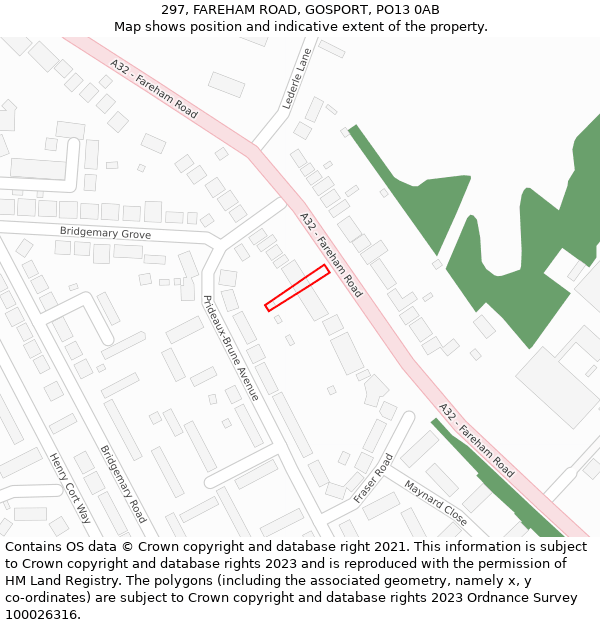 297, FAREHAM ROAD, GOSPORT, PO13 0AB: Location map and indicative extent of plot