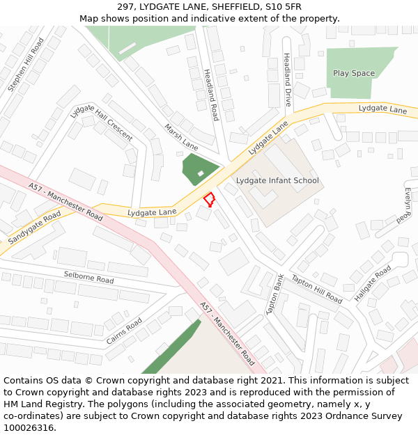 297, LYDGATE LANE, SHEFFIELD, S10 5FR: Location map and indicative extent of plot