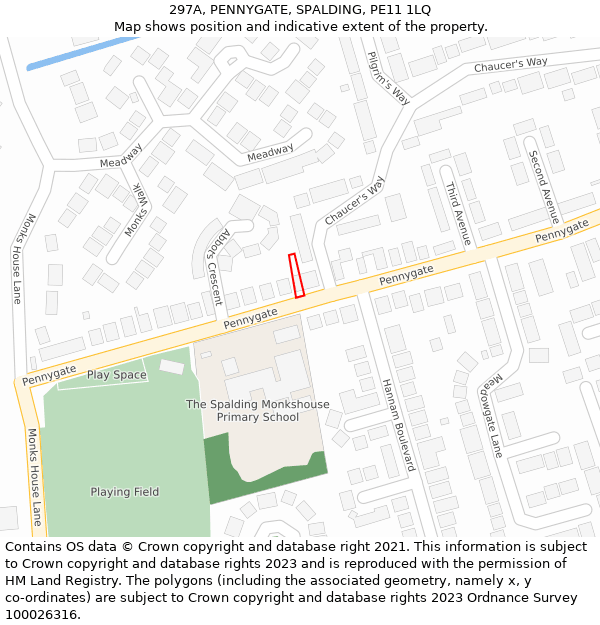 297A, PENNYGATE, SPALDING, PE11 1LQ: Location map and indicative extent of plot